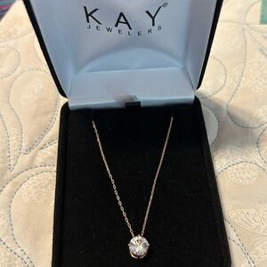 Kay Jewelers 10k Rose Gold Chain with white sapphire Pendant